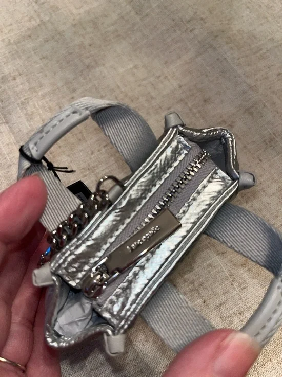 kate spade NWT! Metallic Silver Kip Puffy Micro Bag Charm - Picture 12 of 12